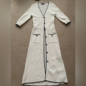 Maje Brand New White Knit Long Cardigan Dress